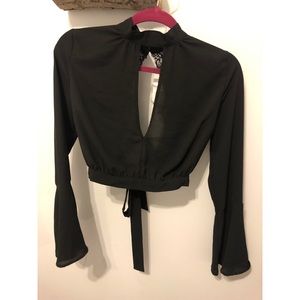 Black crop top blouse